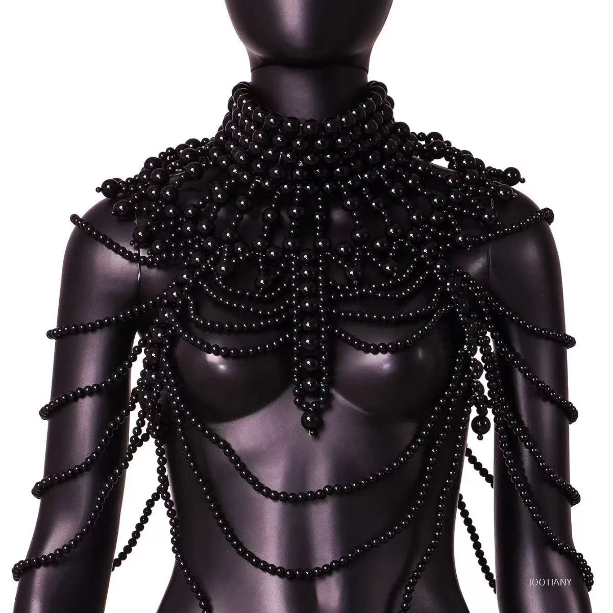 Neue Retro Heavy-duty Handgemachte Perlen Mehrschichtige Perle Sexy Körper Kette Cosplay Mode Schwarz Und Weiß Perle Zubehör 2026