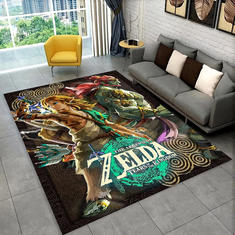 Klassischer Spielteppich „Z-Zelda Cartoon Link“ für Spielzimmer, Schlafzimmer, Wohnzimmer, Sofa, Heimdekoration, Kinderteppich, rutschfeste Bodenmatte