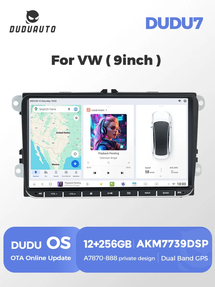 MEKEDE Schnelle Lieferung aus EU-Lager DUDUAUTO DUDU7 A7870 Universelles 9-Zoll CarPlay Android Auto Autoradio für VW Volkswagen Golf Passat B6 B7 Skoda Seat Octavia Polo Tiguan 4G BT SWC RDS DSP GPS Image
