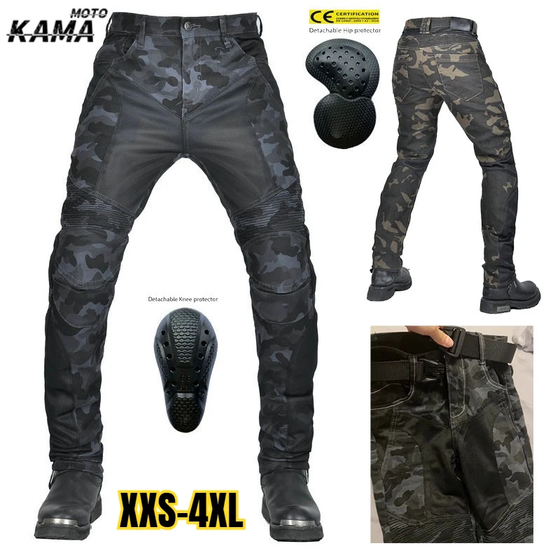 Retro Motorrad-Hose mit Mehreren Taschen Tarnmuster Motorrad Outdoor Reise Sturzsichere Hose Winddichte Moto-Hose Image