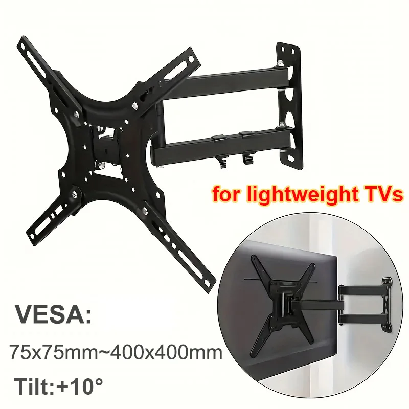 TV-Ständer, TV-Halterung für 32–50 Zoll große, leichte Fernseher, einziehbare TV-Wandhalterung, universeller flexibler Arm-Fernseherhalter