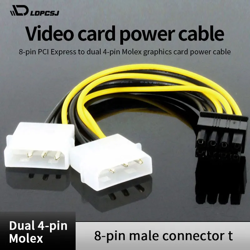 LDPCSJ Grafikkarte 8Pin Stecker auf Dual 4Pin Buchse Grafikkarte Netzkabel 8 Pin PCI Express auf Dual 4 Pin Molex Stromkabel Image