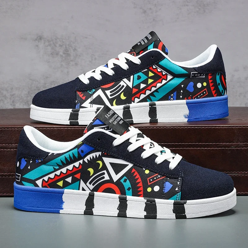 Große Größen 36-46 Casual Sneakers Unisex Mode Graffiti Designer Schuhe Bedruckte Herren Skateschuhe Rutschfeste Damen Sportschuhe