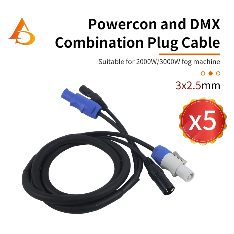 5 stücke DMX Powercon Kabel Power Linie Kombination Stecker Beleuchtung Zubehör Für Bühne Hochzeit DJ Disco Image