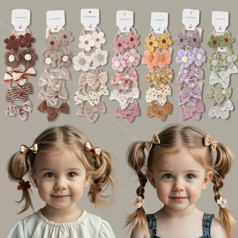 10 Stück/Set Trendige Handgemachte Blumen-Haarspangen für Mädchen Niedliche Kinder-Haardekorationen Liebliche Kopfbedeckung Haarnadeln Accessoire Image