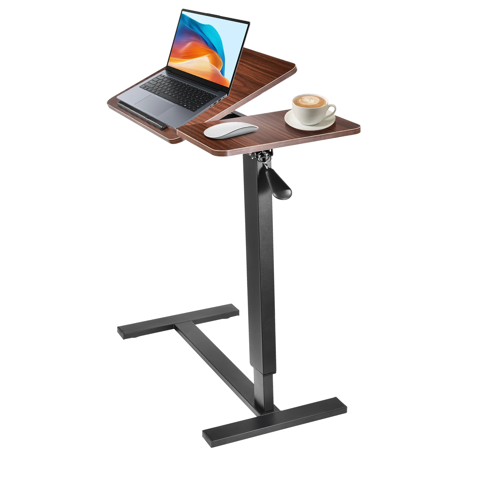 Bettübertisch mit Rollen, höhenverstellbar, pneumatischer Lift-Computertisch für Schlafzimmer & Zuhause Image