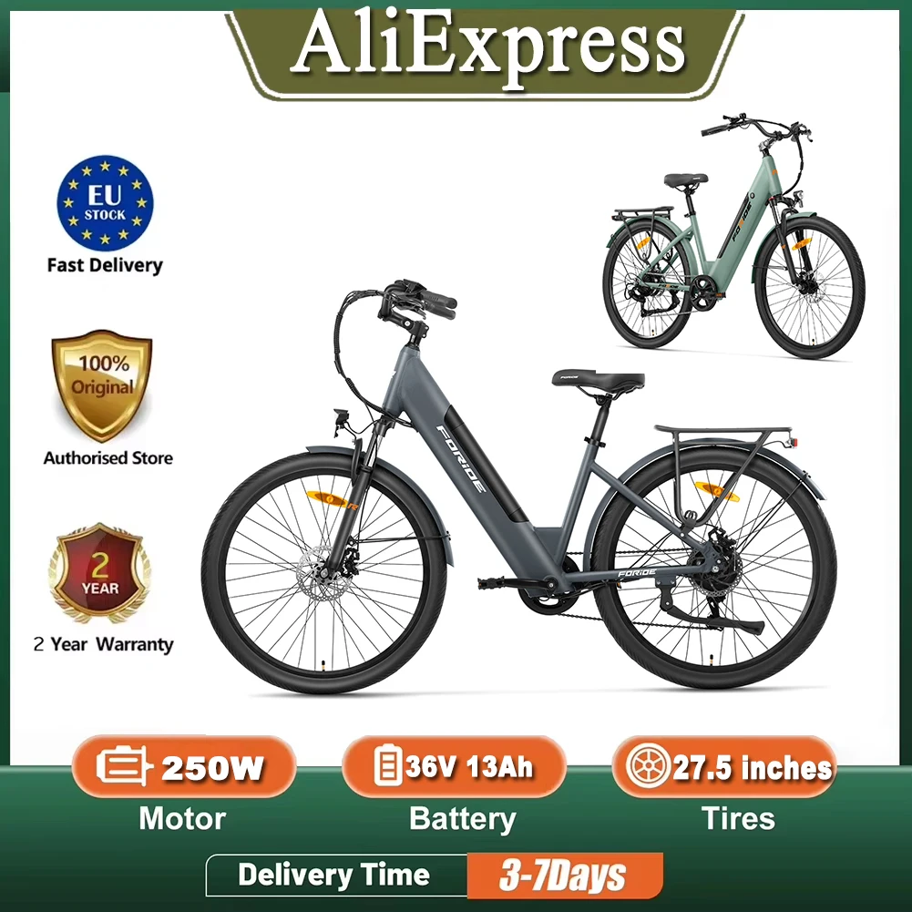 Foride Roamer 1 Low-Stride 250W 25km/h Höchstgeschwindigkeit Elektrofahrrad 100km Reichweite EU-Stecker 36V 13Ah Scheibenbremse & E-Bremse E-Bike Image