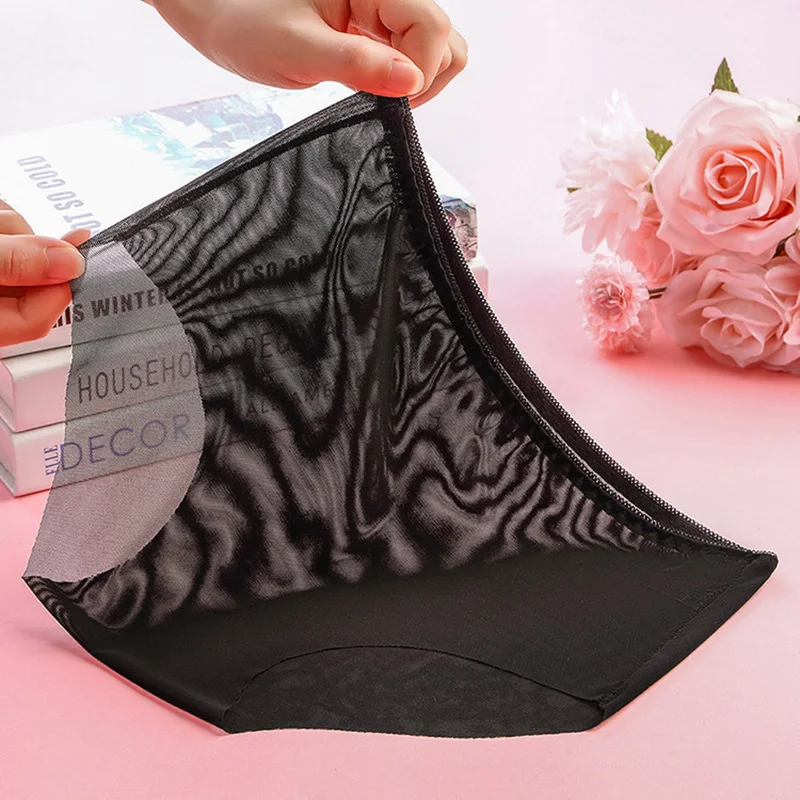Frauen Transparente Slips Frauen Spitze Unterwäsche Ultra-dünne Mesh Höschen Damen Perspektive Panty Hohe Qualität Dessous Plus Größe Image