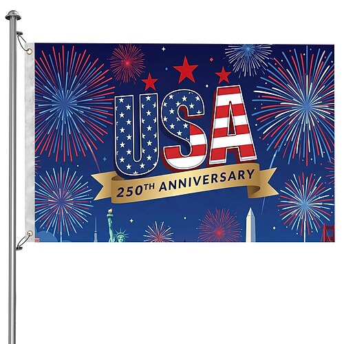 Flagge zum 250. Jahrestag der USA (90 x 150 cm) – patriotisches Banner für den Außenbereich, ideal für Feierlichkeiten zum Unabhängigkeitstag, für Haus und Garten.