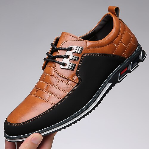 Rote und schwarze Schnürschuhe für Herren, modern und sportlich, bequeme Alltagsschuhe für Arbeit, Reisen und Freizeit Image