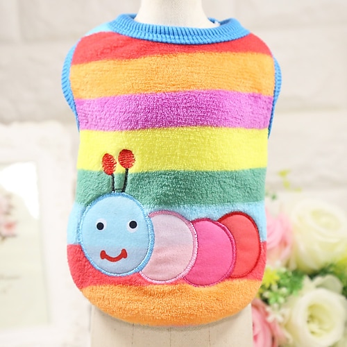 Hundemantel, Hundeshirt, Haustierkleidung für kleine Hunde, Winterpullover für Hündchen, Hündchen, süßes Raupenmuster, warme Weste für Hunde Image