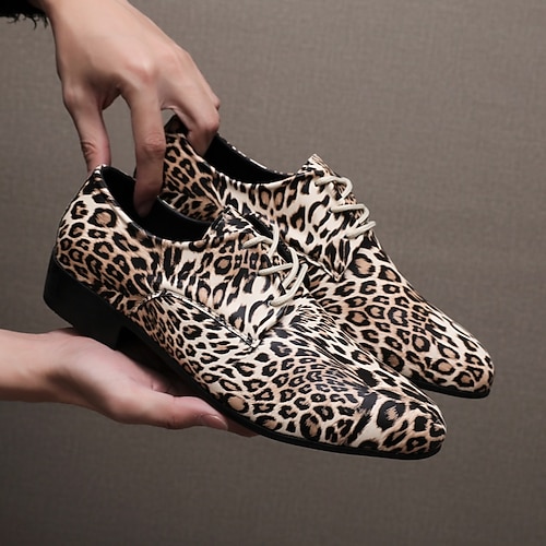 Herren-Anzugschuhe mit Leopardenmuster, Kunstleder, stilvoll und elegant, perfekt für Hochzeiten, Partys und formelle Anlässe. Image