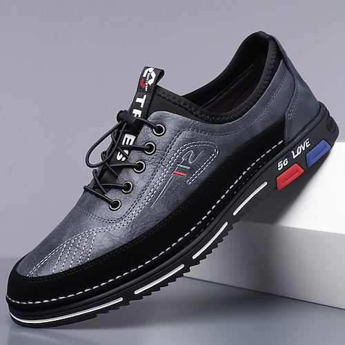 Lässige Herren-Sneaker aus Kunstleder mit Schnürung – stylische, leichte Schuhe mit atmungsaktivem Obermaterial und gepolsterter Innensohle, perfekt für Reisen, Alltag und Freizeit im Freien. Image