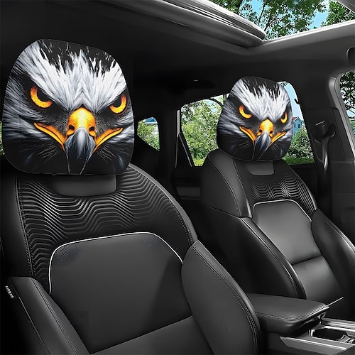 2er-Set Auto-Kopfstützenbezüge mit Adler-Totem-Motiv, Auto-Innenausstattung, elastisches Design, universelle Passform, ideal für lange Autofahrten, wertet die Autoatmosphäre auf, perfekte lustige Image
