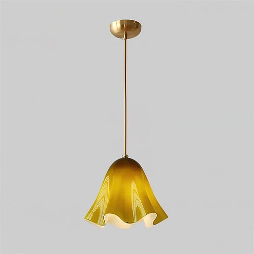 Künstlerische Glaspendelleuchte, moderne, von der Blüte inspirierte Hängelampe Image