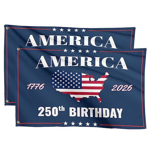 2 Stück Flaggen zum 250. Jahrestag der Vereinigten Staaten (1776–2026), patriotische amerikanische Gedenkflagge für Garten, Hof oder Haus