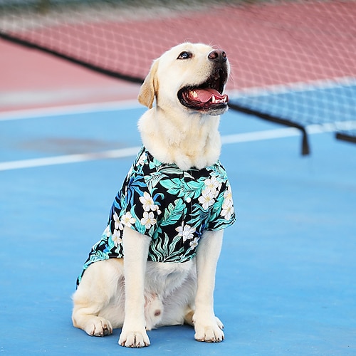 Hawaiihemd-Kostüm für Hunde, coole Sommer-T-Shirts für Hunde, Hawaiihemd für kleine, mittlere und große Hunde, Design für sommerlichen Strandurlaub im Luau-Stil Image