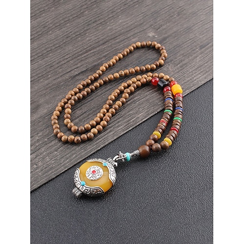 Herren-Halskette im Boho-Stil, aus verschiedenen Materialien wie Holzperlen und Steinen, in verschiedenen Ausführungen, handgefertigter Stammes-Schmuck, perfekt für den Alltag und den Urlaub. Image