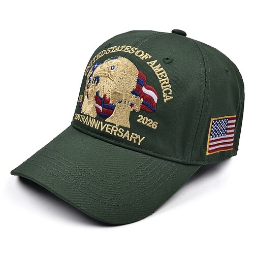 Unisex Baseballkappe zum 250. Jahrestag der Unabhängigkeit, tragbar, atmungsaktiv, für den täglichen Gebrauch im Freien, mit Stickerei und Flagge Image