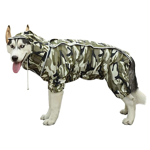 Hunde-Regenmantel mit Kapuze Wasserdichter 4-Bein-Haustier-Regenmantel für kleine mittelgroße Hunde Image