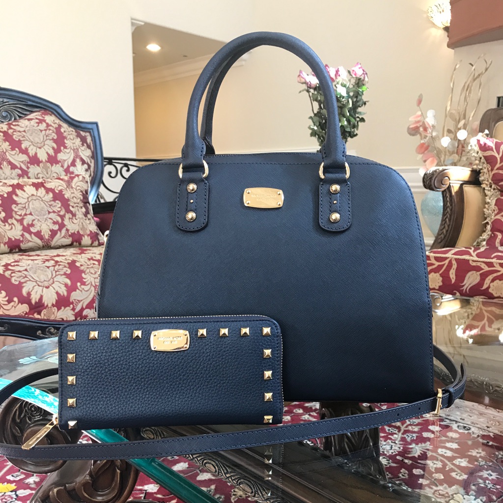 Michael Kors Bags | Authentic Michael Kors Handbag + Wallet Set | Color: Blue | Size: Os