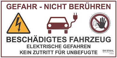 Sw Stahl Klebeetikett für beschädigte E-Fahrzeuge [Hersteller-Nr. 07330L] Image