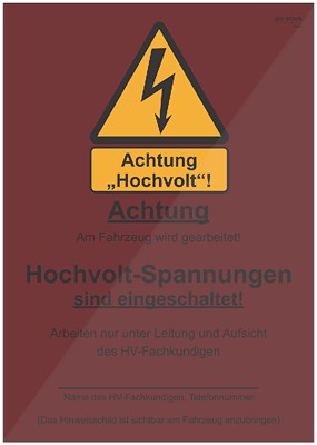 Sw Stahl Hinweisschild „Hochvolt-Spannung eingeschaltet“ [Hersteller-Nr. 07336L] Image