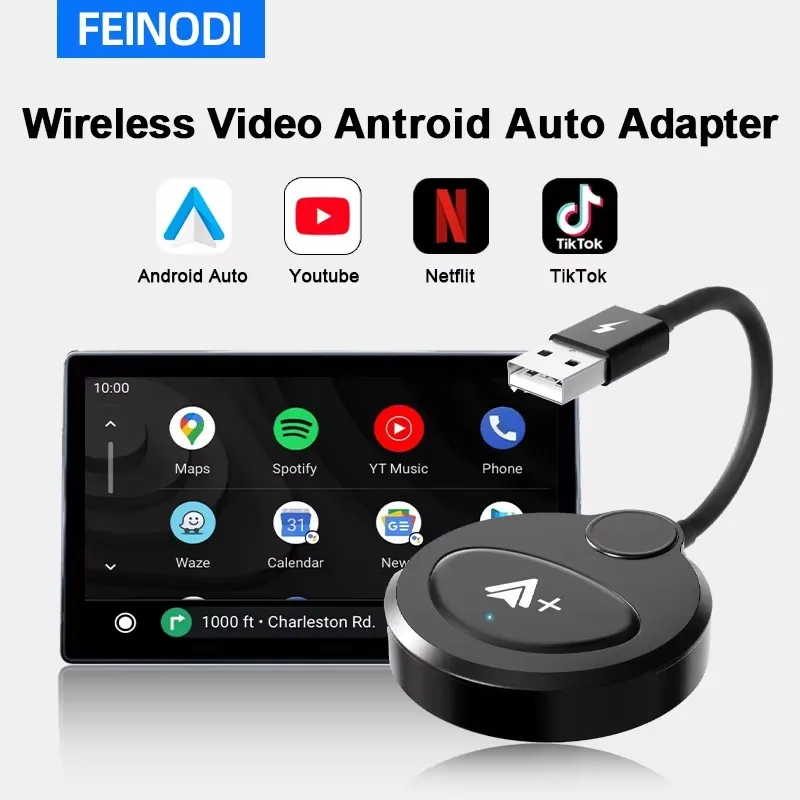 Adattatore Android Auto wireless per auto AA cablate OEM Dongle Android Auto per telefono Android Converti cavo in WiFi wireless 5Ghz