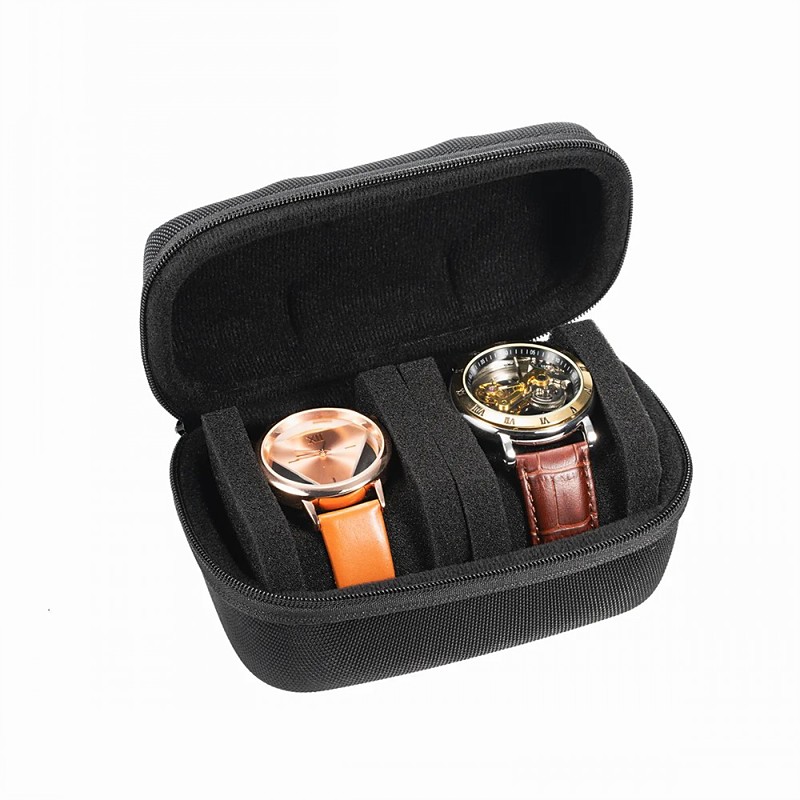 2/3/5 Slot Watch Travel Case,Hard Watch Roll, Travel Watch Organizer Case with Form-Fitting Pillow, Watch Box Organizer for Men,Watch Travel Case Portable Storage Watch Display Holder