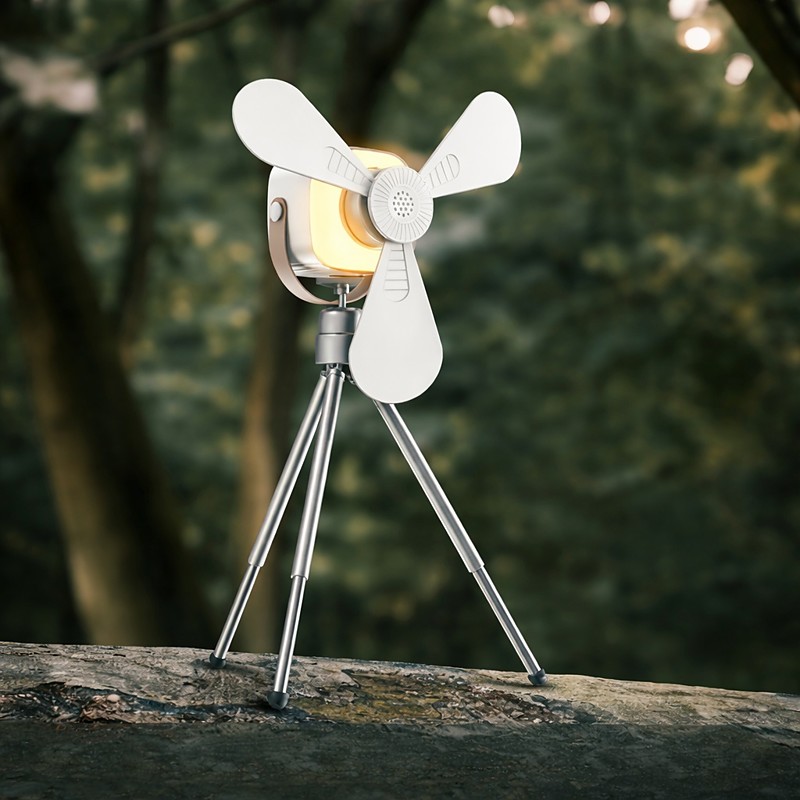 Portable Camping Fan with Lights Tripod, Rechargeable USB Portable Tent Fan with Remote Control, LED Hanging Camping Ceiling Fan for Outdoor Tent Canopy RV