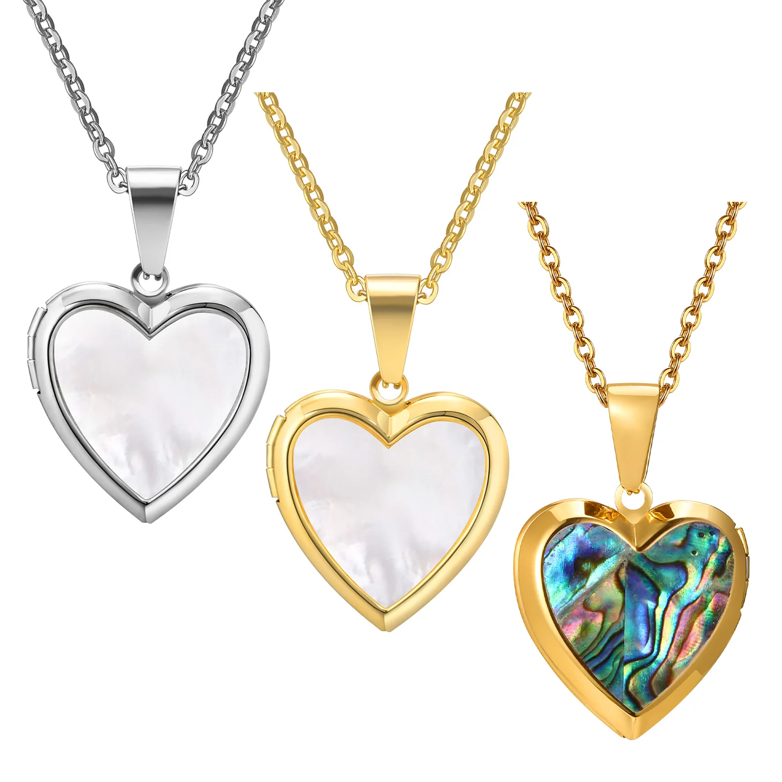 Vnox – collier médaillon en acier inoxydable pour femmes, avec Photo ouvrable, pendentif en forme de cœur, cadre en coquillage, bijoux, accessoires féminins, cadeaux