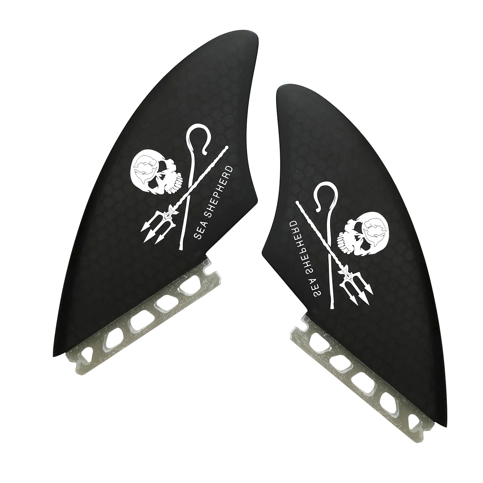 AQUBONA Aileron de quille de planche de surf Aileron simple double languette Aileron de crâne pour planche à pagaie Skimboard Longboard Planche de surf Funboard, Noir, Gris