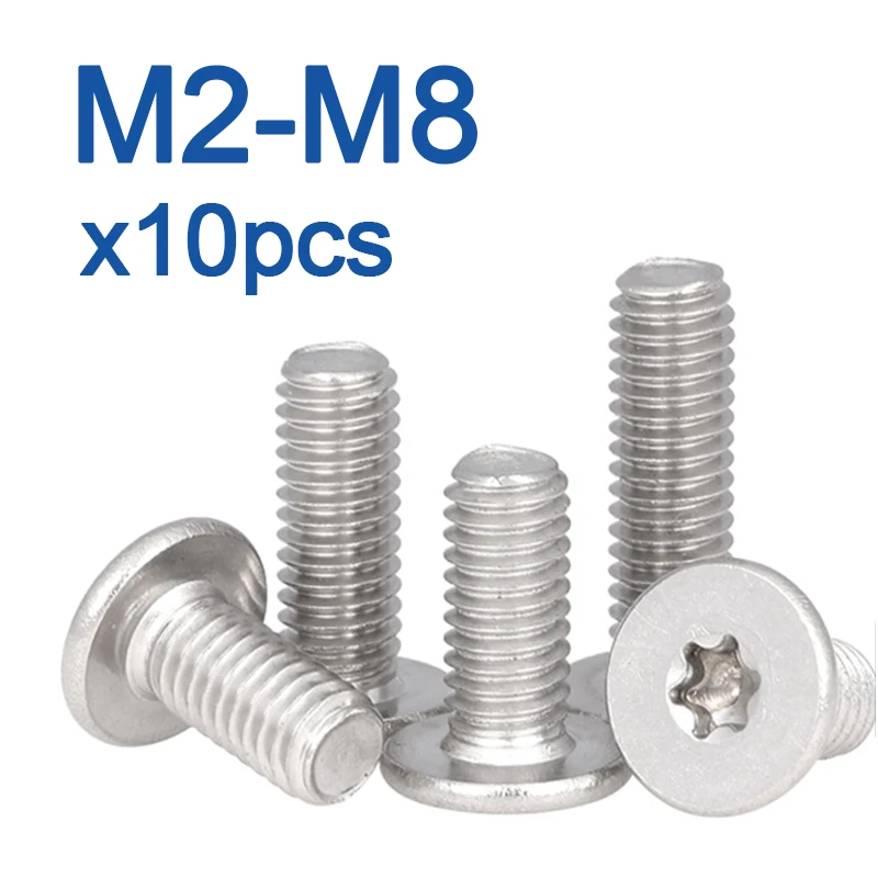 10 pièces/lot M1.6 M2 M2.5 M3 M4 M5 M6 M8 304 acier inoxydable CM Six lobes Torx Ultra mince Super bas vis à tête plate