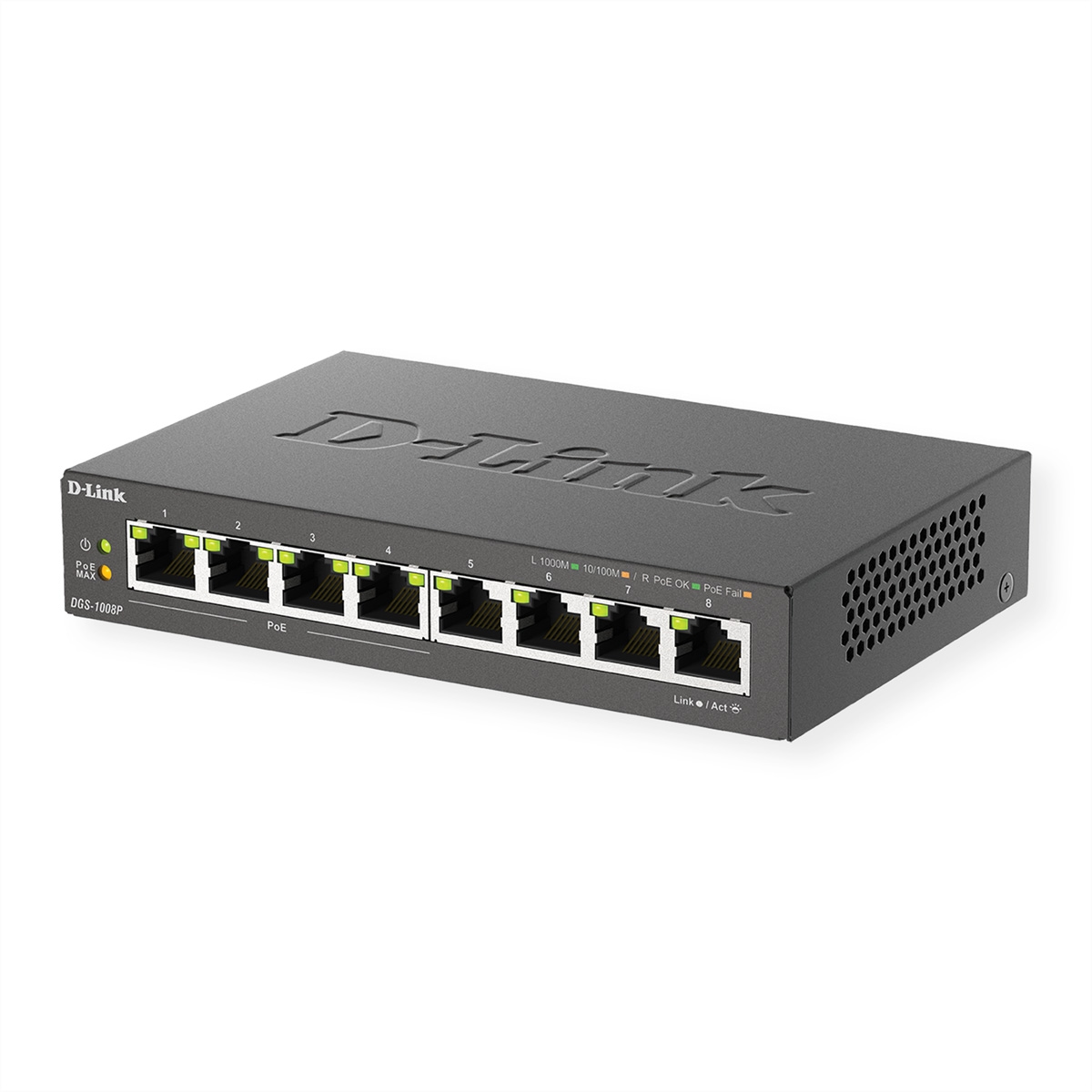 D-Link DGS-1008P 8-Port Gigabit PoE+ Unmanaged Desktop Switch Image