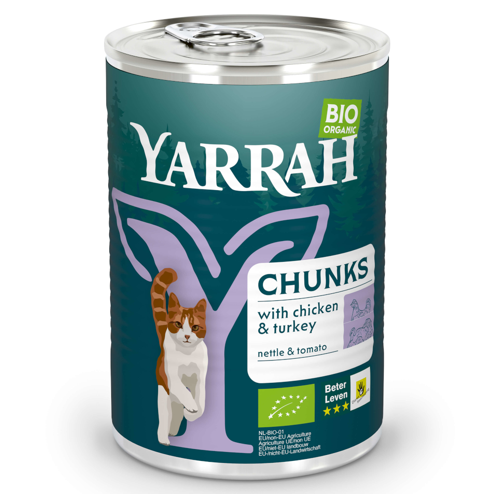 24x405g poulet, dinde bouchées Yarrah - Nourriture pour Chat