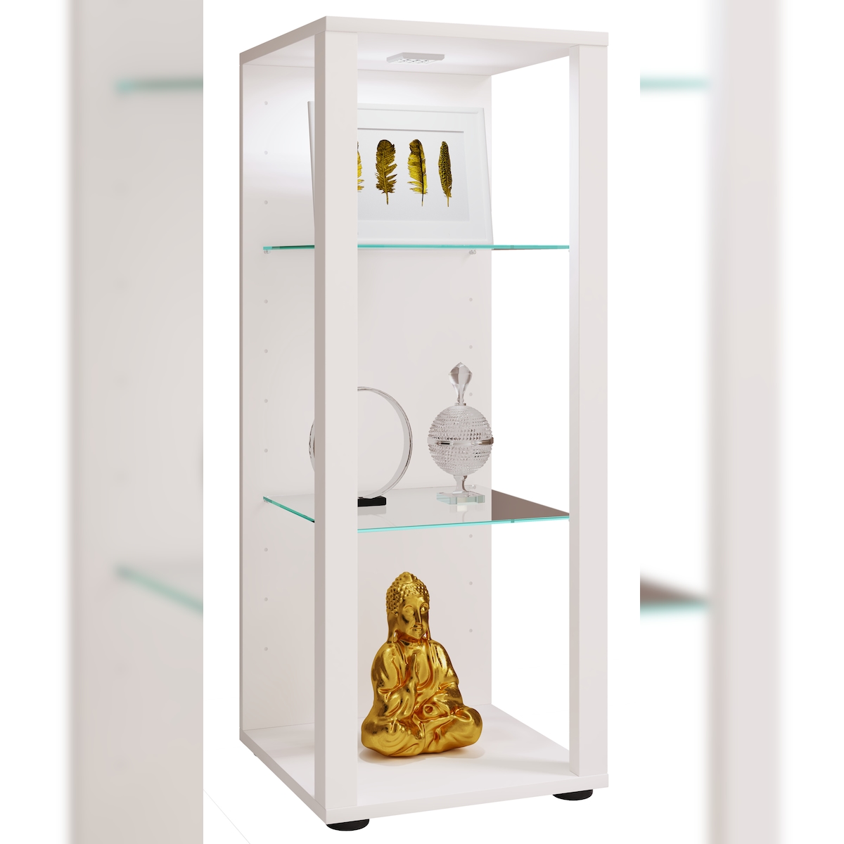 VCM Standvitrine Glasol Weiß H. 90 x B. 35 x T. 35 cm Image