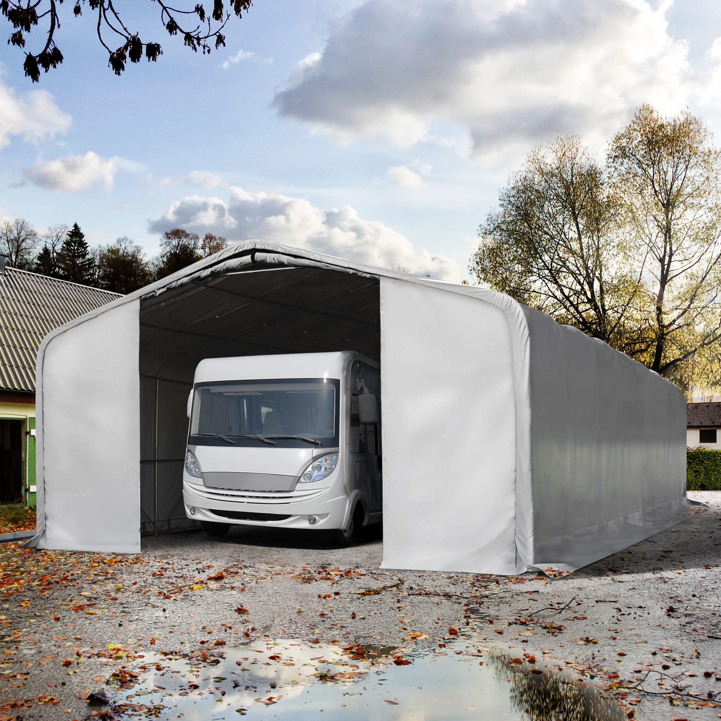 8x36m Zeltgarage, PVC-Plane, grau, ohne Statik - (99502) Image