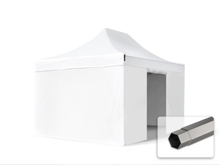 3x4,5m Stahl Faltpavillon, inkl. 4 Seitenteile, weiß - (600119) Image