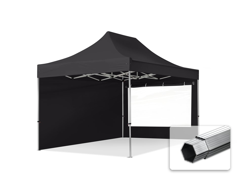 3x4,5m Aluminium Faltpavillon, inkl. 2 Seitenteile, schwarz - (600213) Image