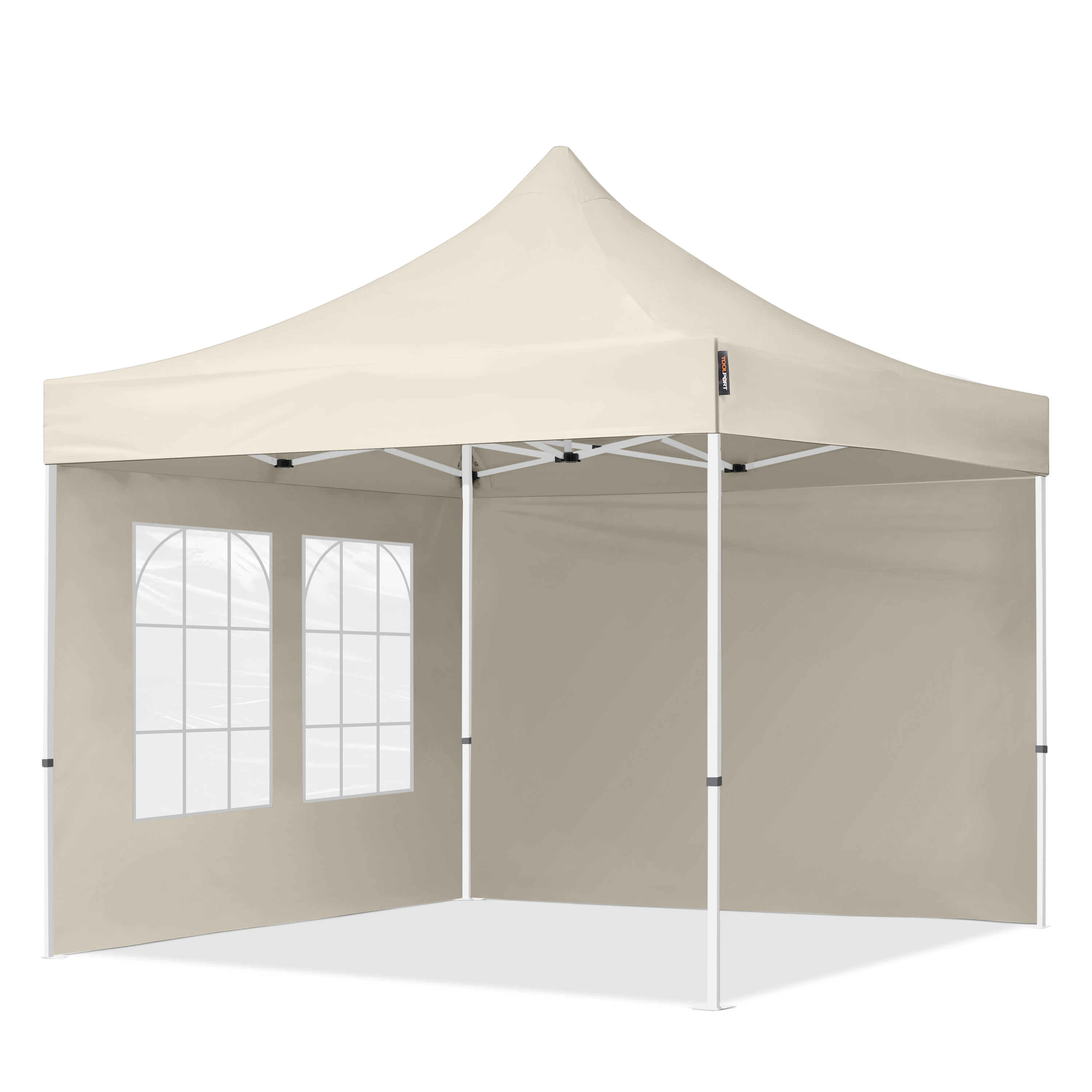 3x3m Stahl Faltpavillon, inkl. 2 Seitenteile, creme - (59035) Image
