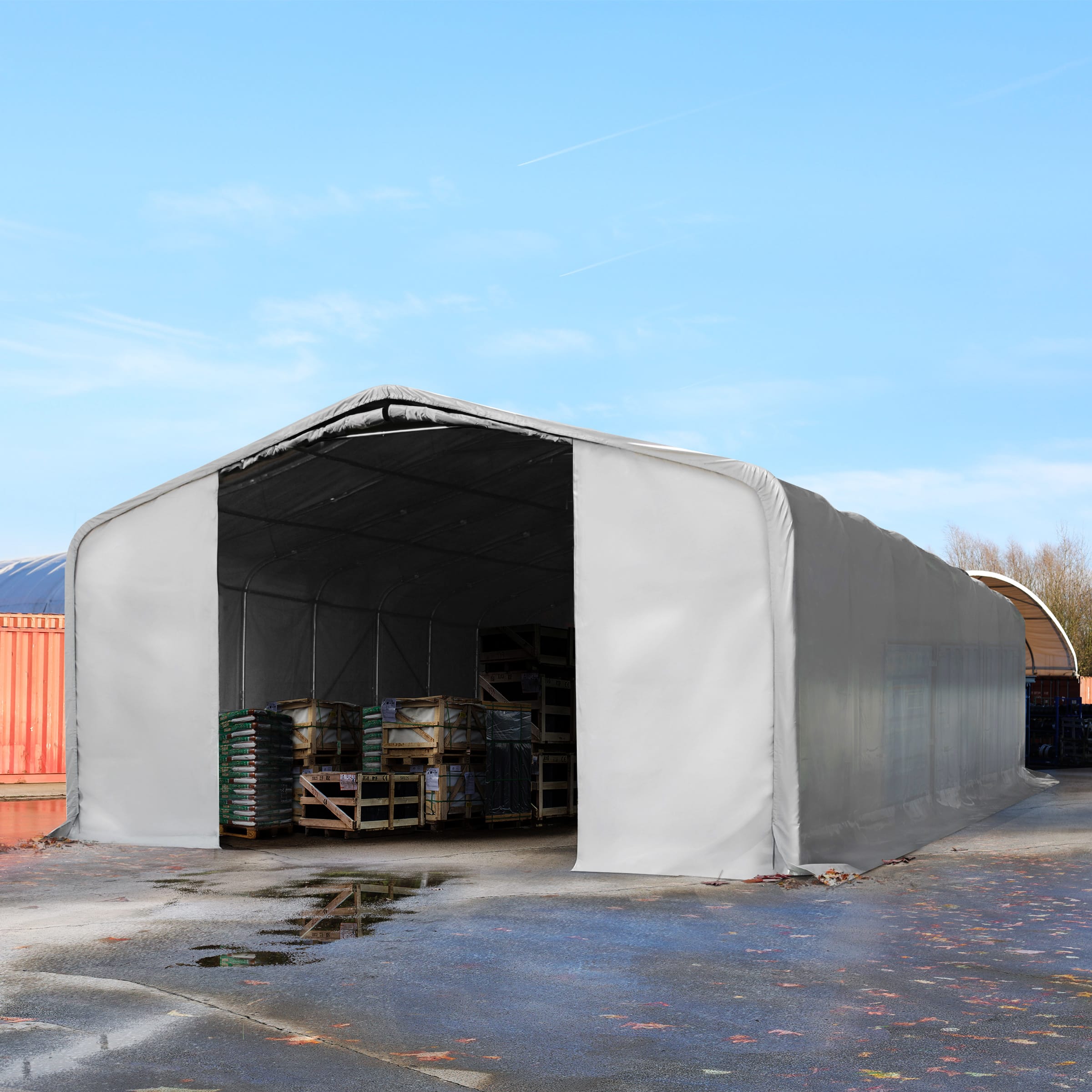 8x36m Zelthalle, PVC-Plane, grau, ohne Statik - (49533) Image