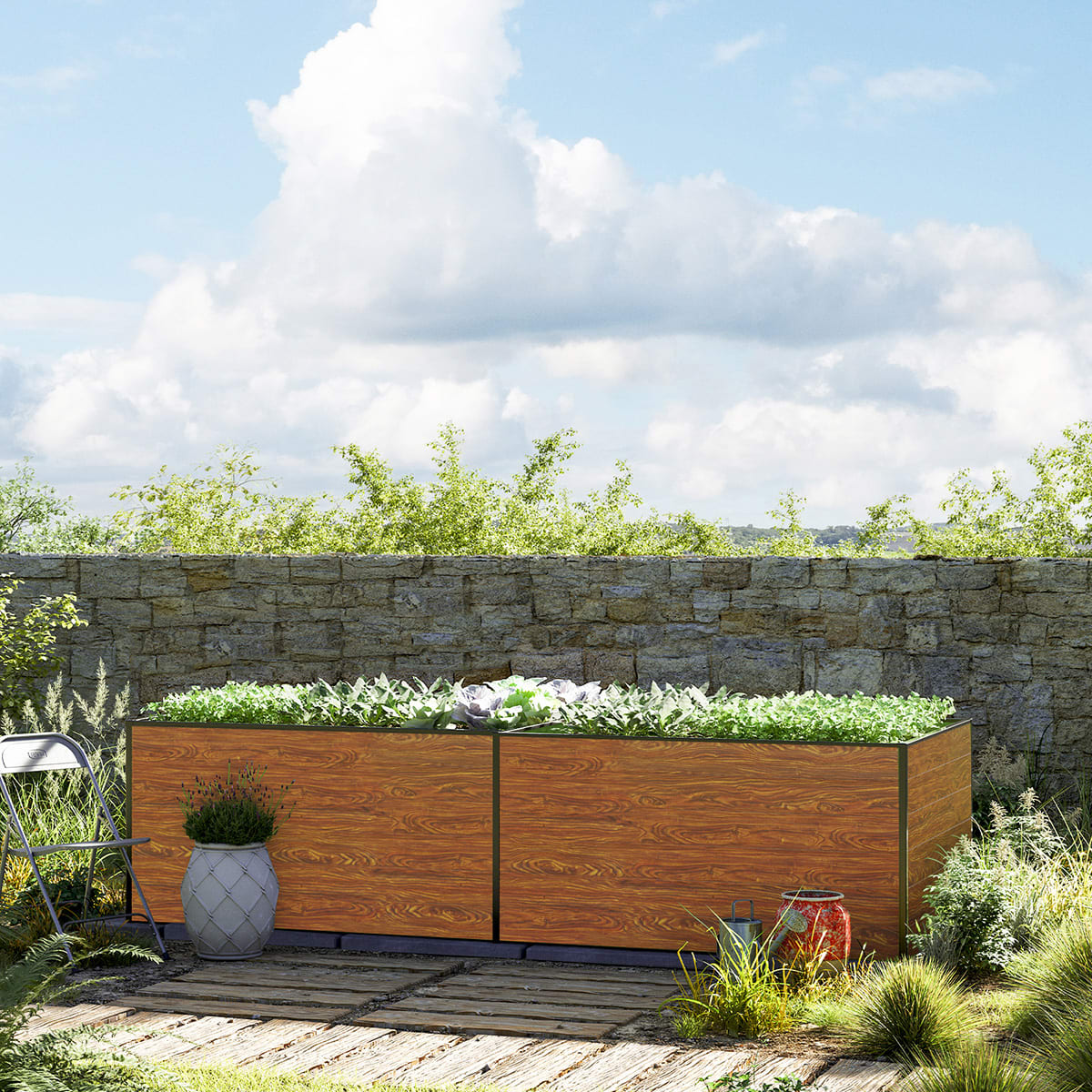 297 x 150 x 77 cm Hochbeet, Holzoptik - (GFPV00382) Image