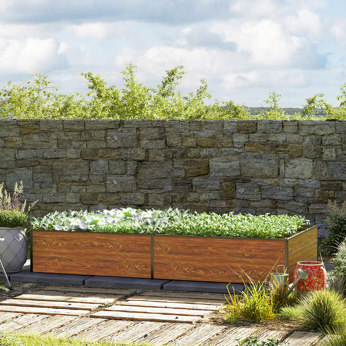 235 x 119 x 39 cm Hochbeet, Holzoptik - (GFPV00538) Image