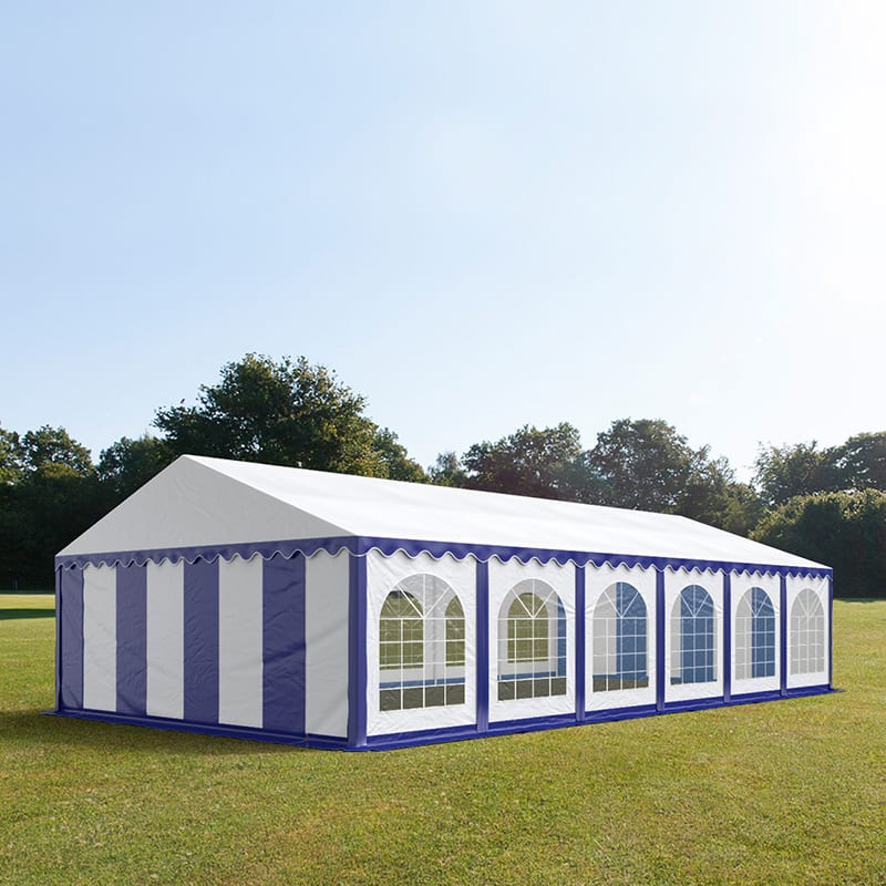 6x12m Partyzelt, PVC-Plane, blau-weiß, mit Bodenrahmen - (7151) Image
