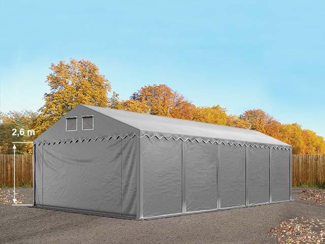 5x10 m Lagerzelt, PVC-Plane, grau, mit Bodenrahmen, mit Statik (Betonuntergrund) - (49871) Image