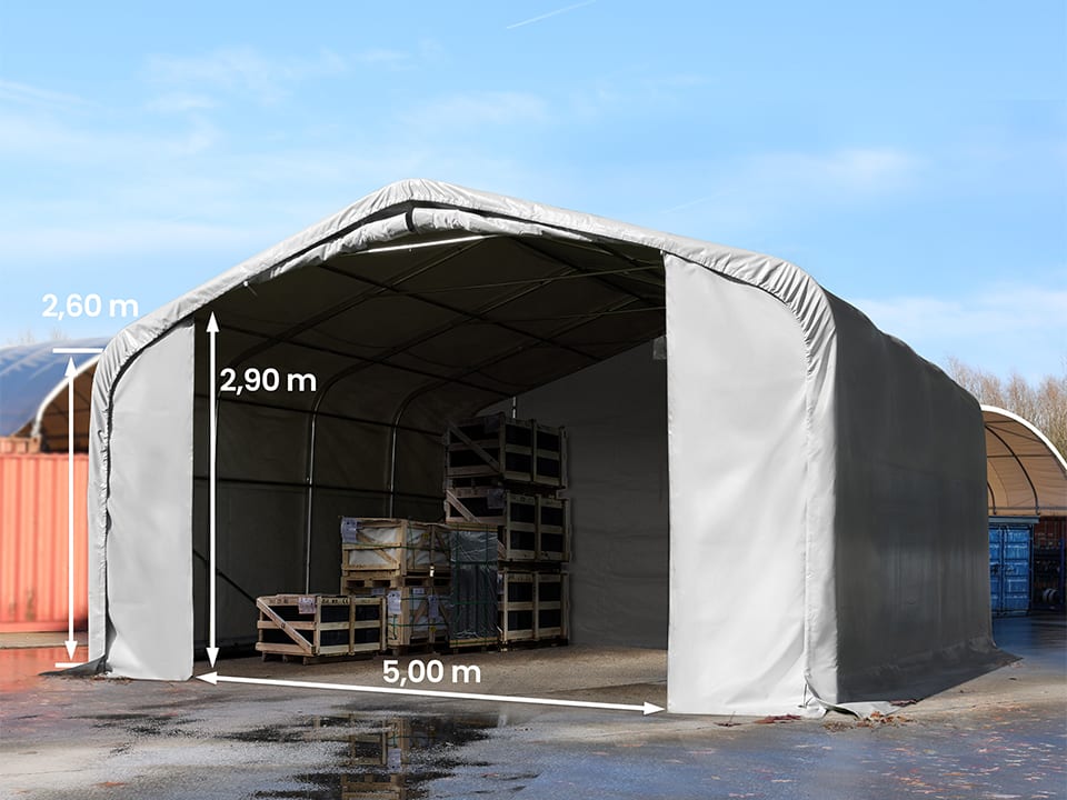 7x7m Zelthalle, PVC-Plane, grau, mit Statik (Erduntergrund) - (49467) Image