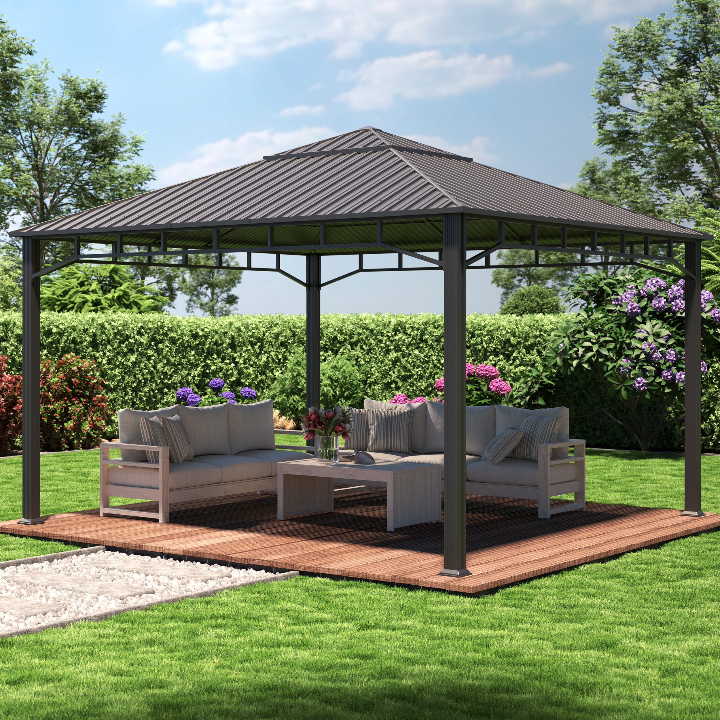 4x4 m Hardtop Gartenpavillon, ohne Seitenteile - (301353) Image
