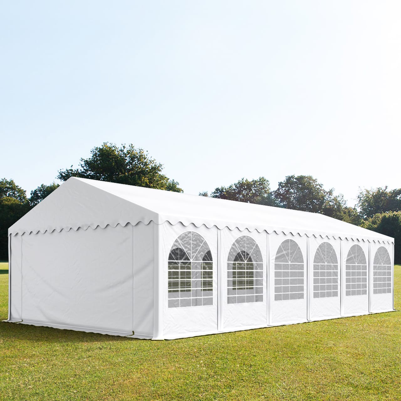 6x12m Partyzelt, PVC-Plane, weiß, mit Bodenrahmen - (7847) Image