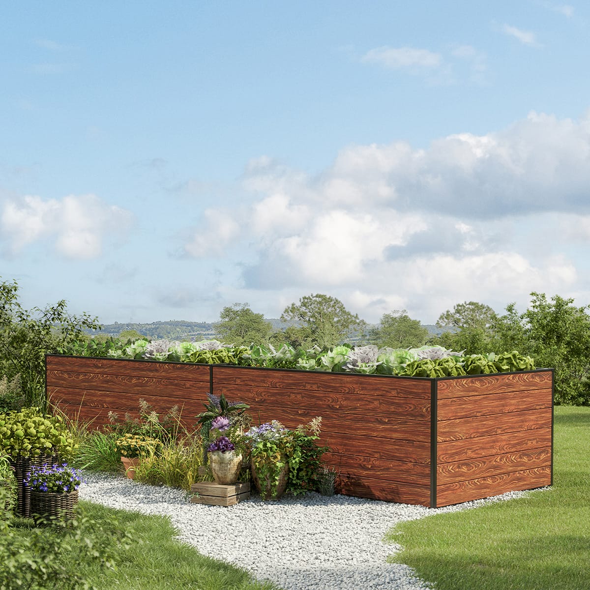 387 x 99 x 77 cm Hochbeet, Holzoptik - (GFPV00406)
