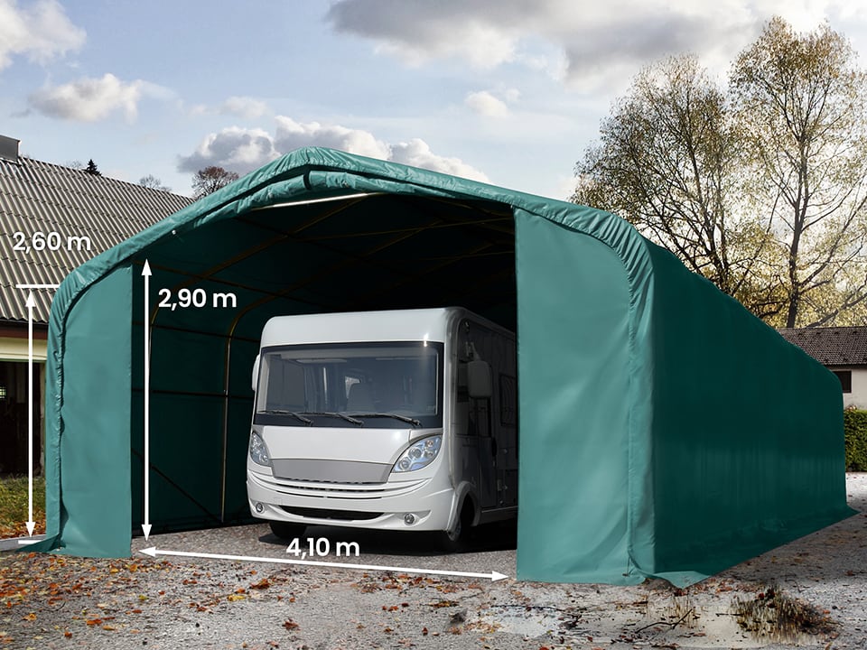 6x12m Zeltgarage, PRIMEtex-Plane, dunkelgrün, mit Statik (Betonuntergrund) - (99434) Image